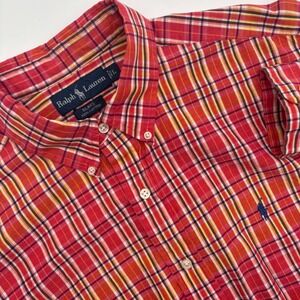 Ralph Lauren Blake Plaid Button Down Shirt Mens Size L Red Yellow